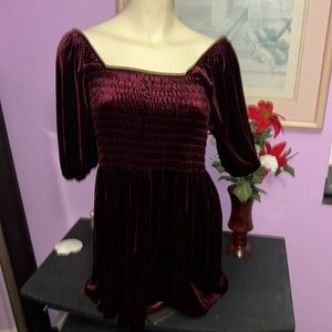 UO Dark Red Velour rompers - medium size